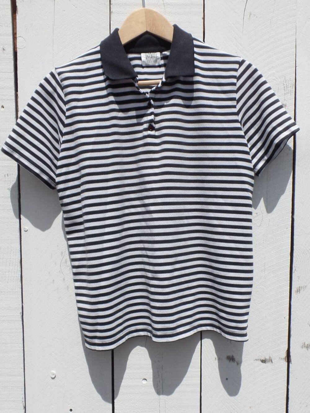 Jason Maxwell Woman’s Top LARGE EUC STRIPED B&W